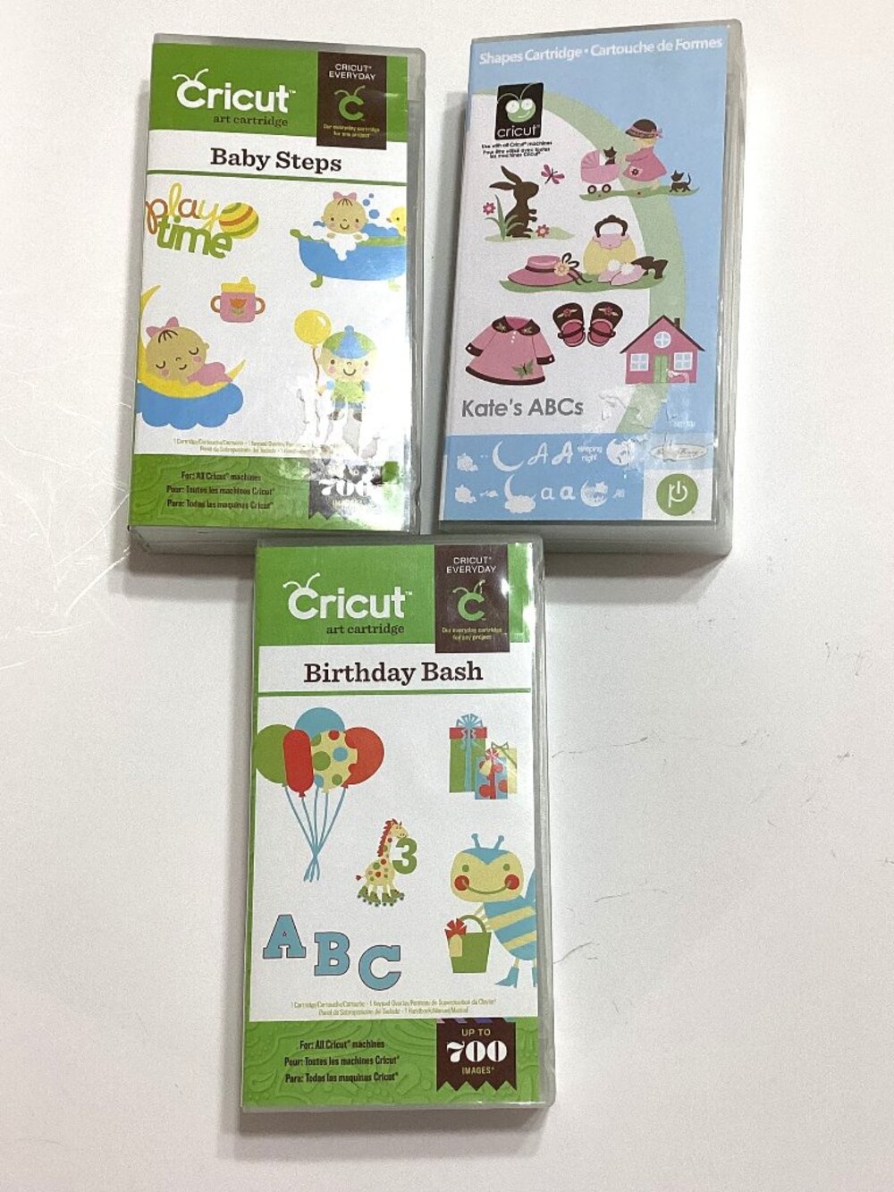 3 Cricut Birthday Bash, Baby Steps, Kate's ABC's Paper Crafting Shapes Fonts